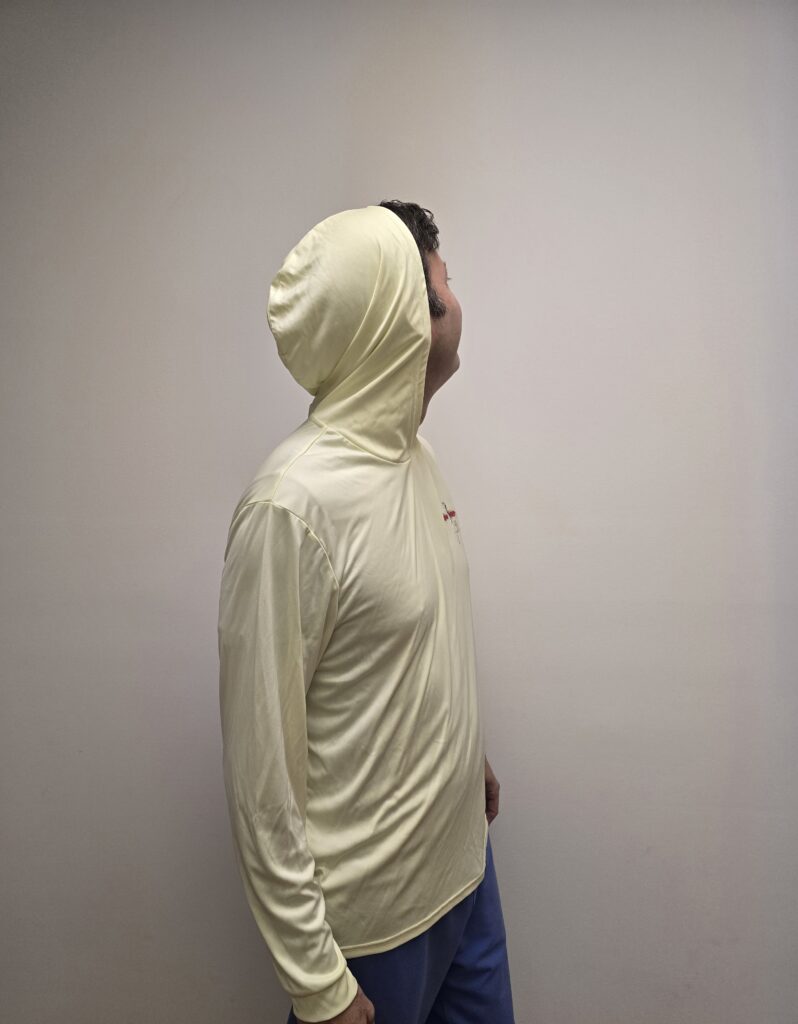 The King Of Gentiles pale yellow performance hooded long sleeve shirt lightweight UPF 50